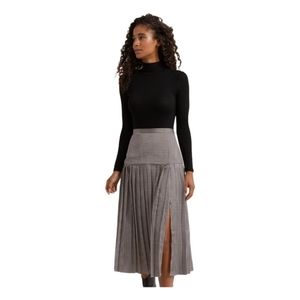 MODERN CITIZEN | Pleated Houndstooth Midi Skirt
